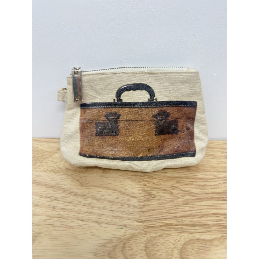 Vintage Train Case Look Thursday Friday Clutch Canvas Cosmetic Bag #51